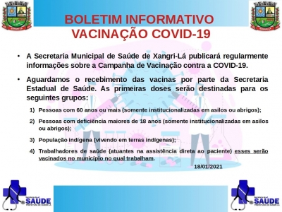 BOLETIM INFORMATIVO - VACINAÇÃO COVID-19